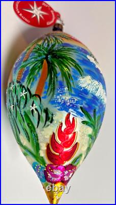Christopher Radko Flamingo Skies 20th Anniversary Teardrop Christmas Ornament
