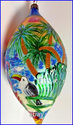 Christopher Radko Flamingo Skies 20th Anniversary Teardrop Christmas Ornament