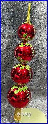Christopher Radko Four Star Finial Christmas Tree Topper 18 Reflector Holly