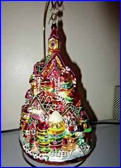 Christopher Radko GINGERBREAD LANE Village Tree Glass Christmas Ornament + Box