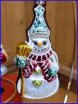 Christopher Radko GINGERBREAD SNOWMAN & CHUBBY CHEER GEM Christmas Ornament Set