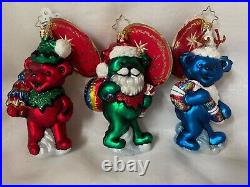 Christopher Radko GRATEFUL DEAD Christmas Ornaments Dancing Bears Set of 3