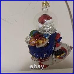 Christopher Radko Galactic Christmas Delivery Santa Ornament (Rare)