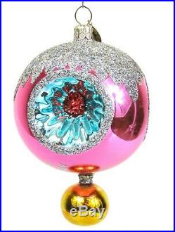 Christopher Radko Gemfires Gemfire Pink Triple Indent Christmas Ornament Signed