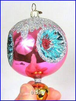 Christopher Radko Gemfires Gemfire Pink Triple Indent Christmas Ornament Signed