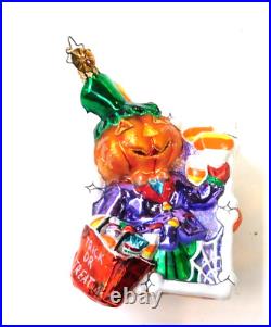 Christopher Radko Ghoul Gallery Hand Blown Glass Skeleton/ Pumpkin Ornamment