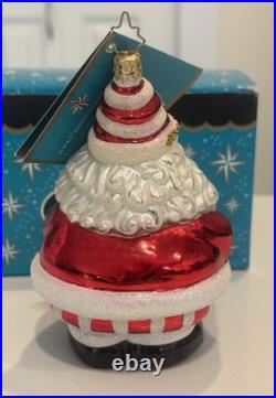 Christopher Radko Glad Glidings Santa Peppermint Joy Glass Christmas Ornament