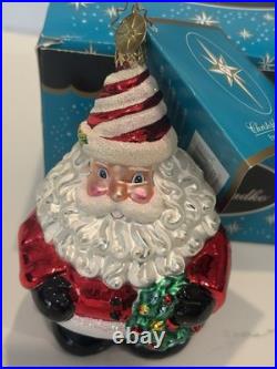 Christopher Radko Glad Glidings Santa Peppermint Joy Glass Christmas Ornament