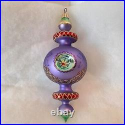 Christopher Radko Glass Christmas Ornament RAZZMATAZZ Triple Reflector Purple