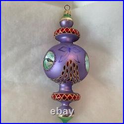 Christopher Radko Glass Christmas Ornament RAZZMATAZZ Triple Reflector Purple