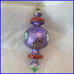 Christopher Radko Glass Christmas Ornament RAZZMATAZZ Triple Reflector Purple