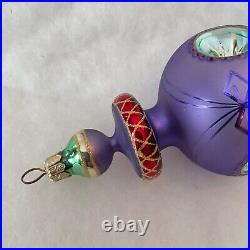 Christopher Radko Glass Christmas Ornament RAZZMATAZZ Triple Reflector Purple