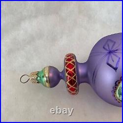 Christopher Radko Glass Christmas Ornament RAZZMATAZZ Triple Reflector Purple