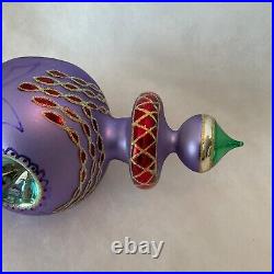 Christopher Radko Glass Christmas Ornament RAZZMATAZZ Triple Reflector Purple