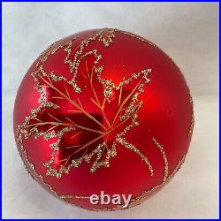 Christopher Radko Glass Christmas Ornament RUBY SCARLETT Maple Leaf Ball