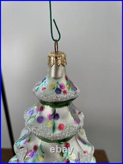 Christopher Radko Glass Christmas Ornament Twirling Tiers Colorful Painted Trees