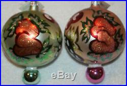 Christopher Radko Glass Christmas Ornaments Pair of 2 Vintage Fruit Drops