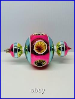 Christopher Radko Glass Christmas Reflector Ornament Bauble Bubbles Ball Drop