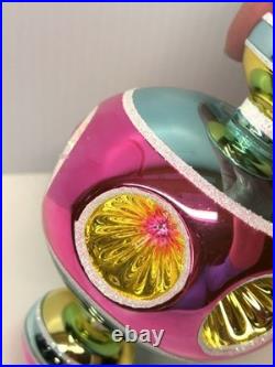 Christopher Radko Glass Christmas Reflector Ornament Bauble Bubbles Ball Drop