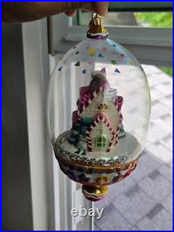Christopher Radko Glass Domed Christmas Ornament CRYSTAL CANDY COTTAGE RARE 9