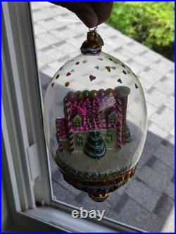 Christopher Radko Glass Domed Christmas Ornament CRYSTAL CANDY COTTAGE RARE 9