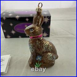 Christopher Radko Glass Easter Ornament Chocolate Hop Bunny 01-0399-CB BOX EUC