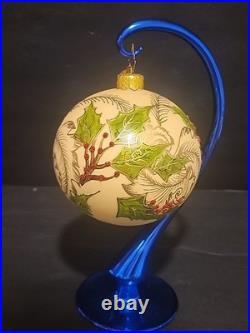 Christopher Radko Glass Ornament Holly Berry Great Condition No Original Box