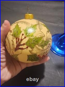 Christopher Radko Glass Ornament Holly Berry Great Condition No Original Box