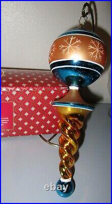 Christopher Radko Gold Blue Scepter Reflector Drop Christmas Ornament +BOX