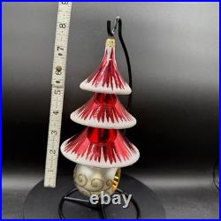 Christopher Radko Graceful Evergreen Tree Red Reflector ornament Vintage Atomic