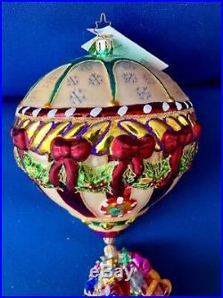 Christopher Radko Grand Gift Air Lift Balloon Glass Ornament # 655/10,000 RARE