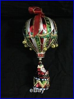 Christopher Radko HOT AIR BALLOON Blown Glass Christmas Ornament 10 1/2 By 5