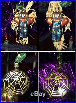 Christopher Radko Halloween Feather Tree & 13 Halloween Ornaments