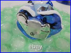 Christopher Radko Hand Crafted Glass Glitter Ornament Blue Santa withSnowflake