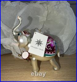 Christopher Radko Hand Painted Glass Elephant Ornament Multicolor Abstract