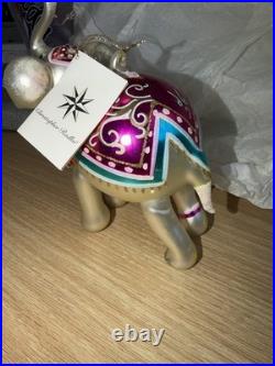 Christopher Radko Hand Painted Glass Elephant Ornament Multicolor Abstract