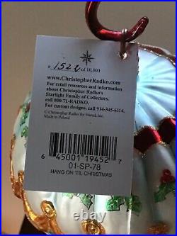 Christopher Radko Hanging On Till Christmas Ornament & Stand with TAG 1522/10000