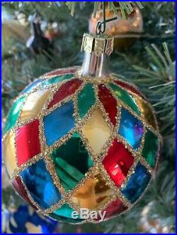 Christopher Radko Harlequin Glass Ball Christmas Ornament