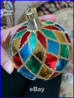 Christopher Radko Harlequin Glass Ball Christmas Ornament