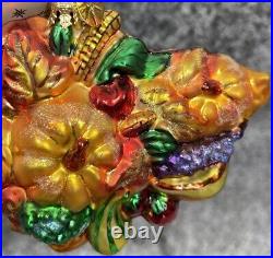 Christopher Radko Harvest Pride Cornucopia Thanksgiving Glass Christmas Ornament