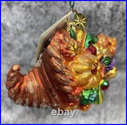 Christopher Radko Harvest Pride Cornucopia Thanksgiving Glass Christmas Ornament