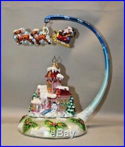Christopher Radko Home For The Holidays MIDNIGHT MAGIC Glass Ornaments & Holder