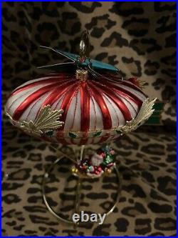 Christopher Radko Hot Air Balloon Santa Ornament 80 Day Santa Peppermint Candy