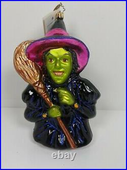 Christopher Radko I Mean Green Wicked Witch Ornament Glass Halloween Wizard Oz