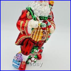 Christopher Radko Irish Santa Claus Top Glass Christmas Ornament 8 Damaged