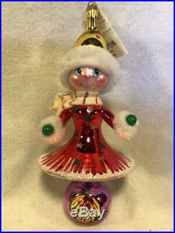 Christopher Radko Italian Blown Glass Ornament 2000 Snow Girl With Tag/Box Retired