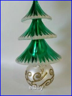 Christopher Radko Italian Blown Glass Ornament ELEGANT EVERGREENS 1999 Green