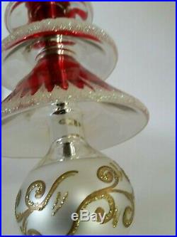 Christopher Radko Italian Blown Glass Ornament ELEGANT EVERGREENS 1999 Red