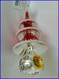 Christopher Radko Italian Blown Glass Ornament ELEGANT EVERGREENS 1999 Red