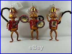 Christopher Radko Italian Glass Ornament BING BANG BONG 2003 set of monkeys